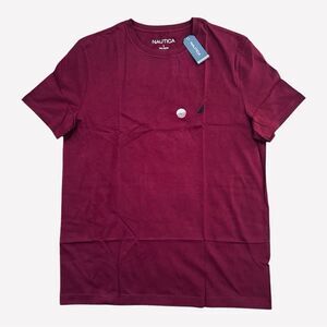 Nautica Men’s Large Burgundy Crewneck Logo T-Shirt Short Sleeve Cotton NWT